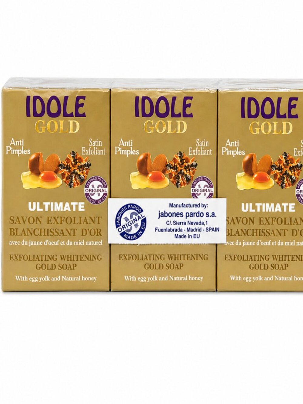 Idole Gold Egg Yolk and Natural Honey Soap Set of 3 bars